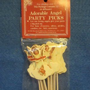 Victorian Adorable Angel Vintage Party Toothpicks pack of 12 new in package 1984